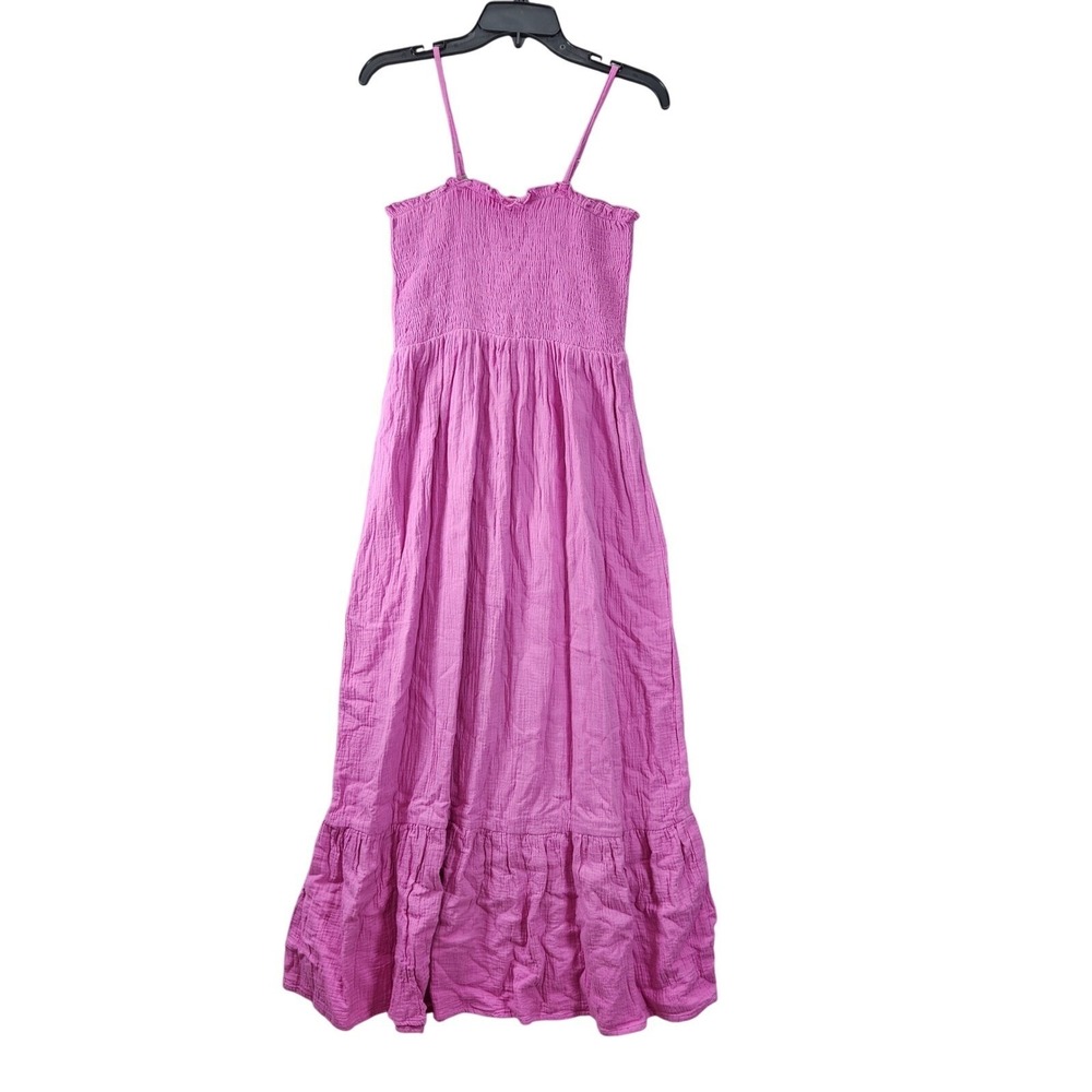 RAVIYA Cover Up Womens Small Pink Maxi Dress Smocked‎ Sundress Sleeveless Summer